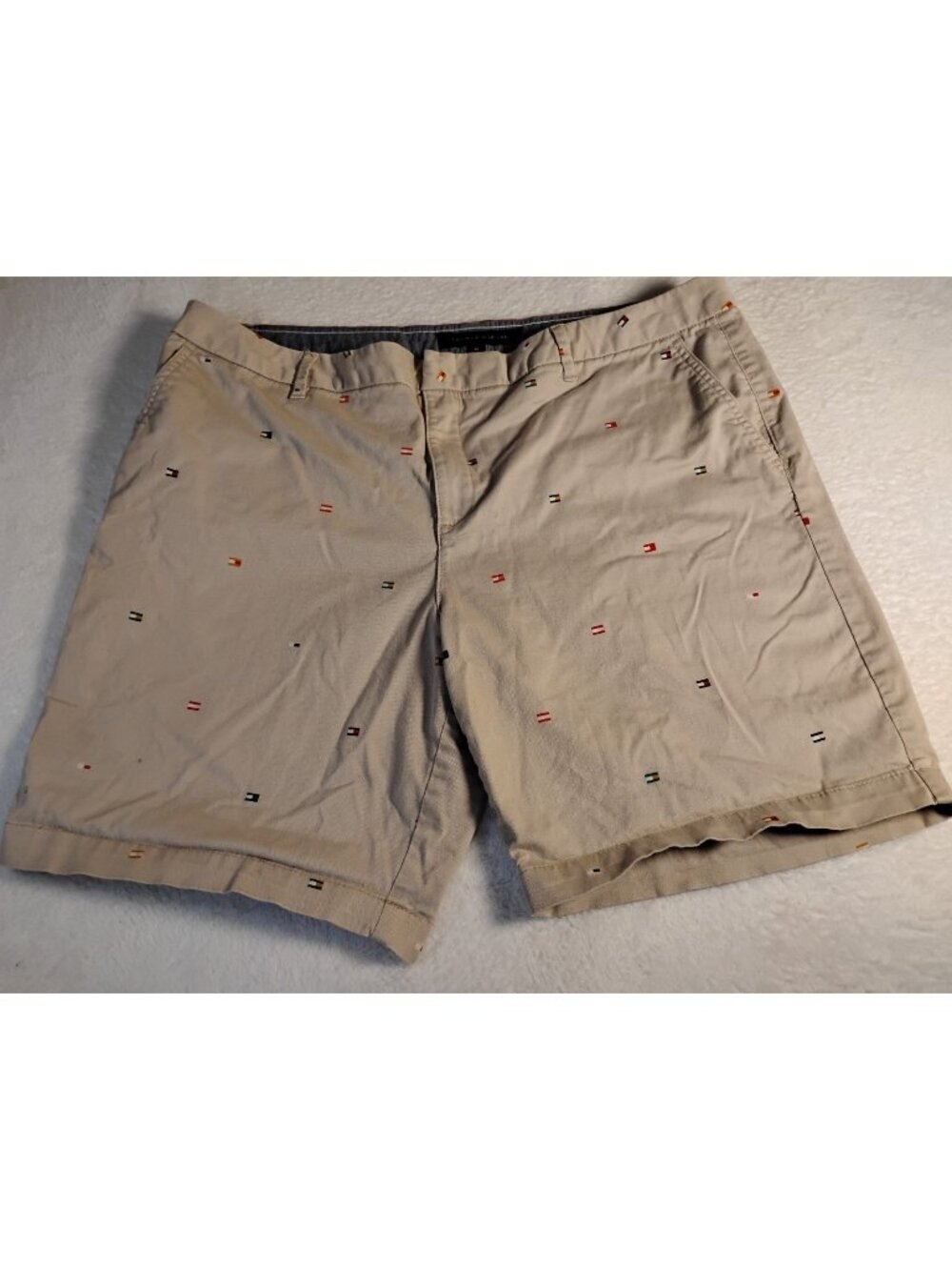 Tommy Hilfiger Womens Chino Shorts Cuffed Logo Pockets Preppy Resort Stretch 16